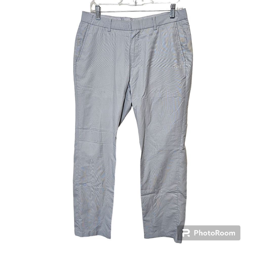 Louis Castel Men's Gray Chino Flat Front Pants 32x29